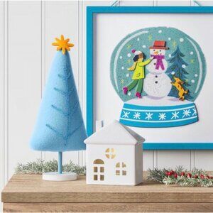 Fabric Christmas Tree Figurine with Gold Star Wondershop™ Light Blue Decor
